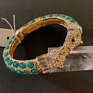 Amrita Singh Panther Cuff Hinged Austrian Crystal Beaded Bracelet